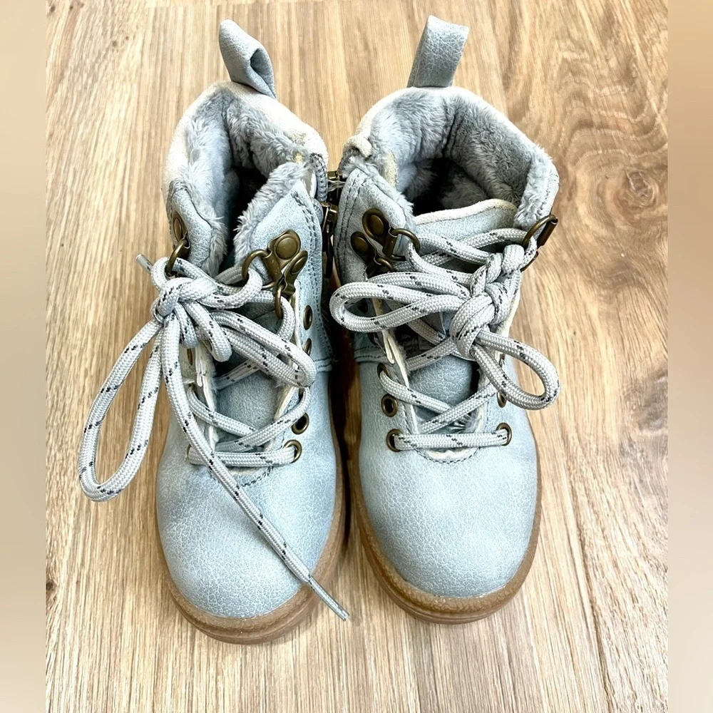 Cotton On CRAFTED Hiker Boots Toddler Blue Lace-Up Zip Ankle Boots Size 8